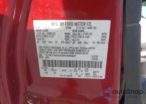 2011 Ford Escape Xlt from USA, damaged, VIN 1FMCU9DG5BKB44921